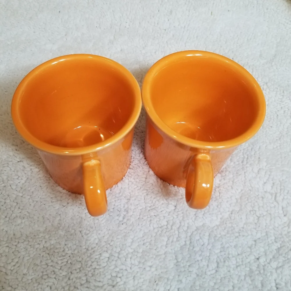 Fiesta Vintage Orange Tom and Jerry Homer Laughlin  Mug Set of 2 - Picture 3 of 4